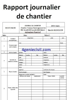Télécharger exemple de modèle de rapport journalier de chantier
