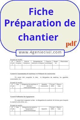 Fiche préparation et aménagement des chantiers - pdf