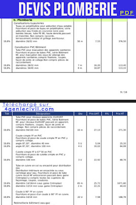 +2 Exemples devis plomberie sanitaire pour maison neuve pdf