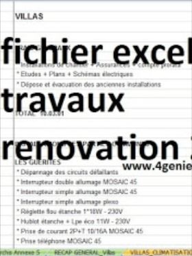 2 exemples de fichier excel travaux renovation