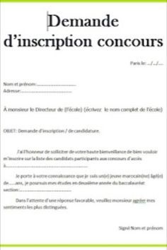 3 Modèles de demande d'inscription à un concours d'accès à une école