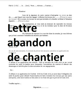 Exemple de modèle de lettre d’abandon de chantier