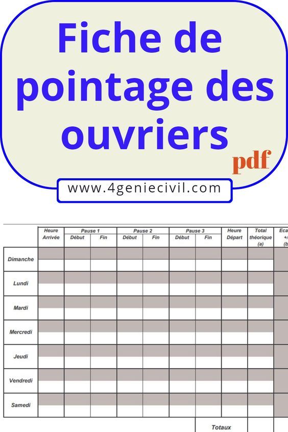Fiche de pointage des ouvriers pdf