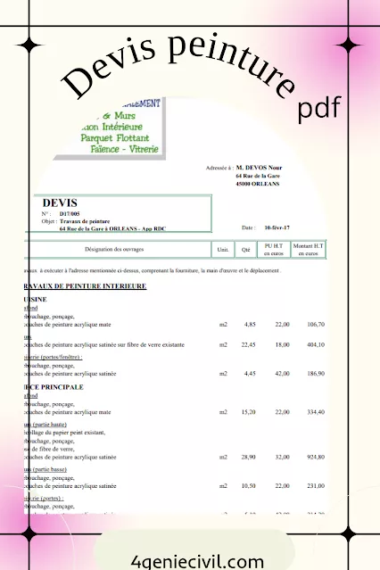 Modele devis travaux de peinture pdf | exemple gratuit