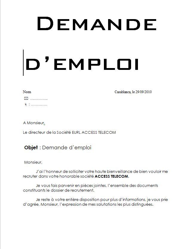 8 demandes manuscrites de recrutement en Word Doc