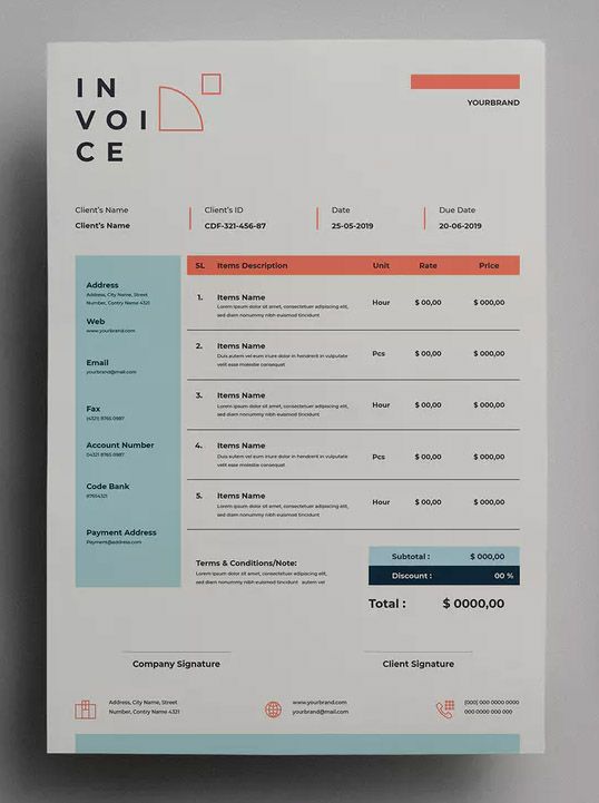 AFR - Invoice Design Template AI, EPS