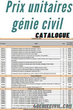 Base de donnée de prix unitaire génie civil