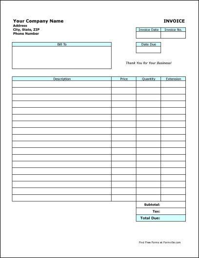 Free Simple Product Invoice from Formville