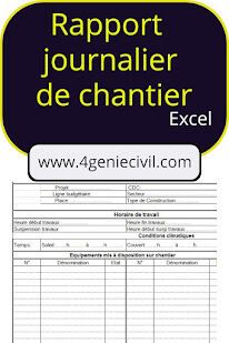 Rapport journalier de chantier excel