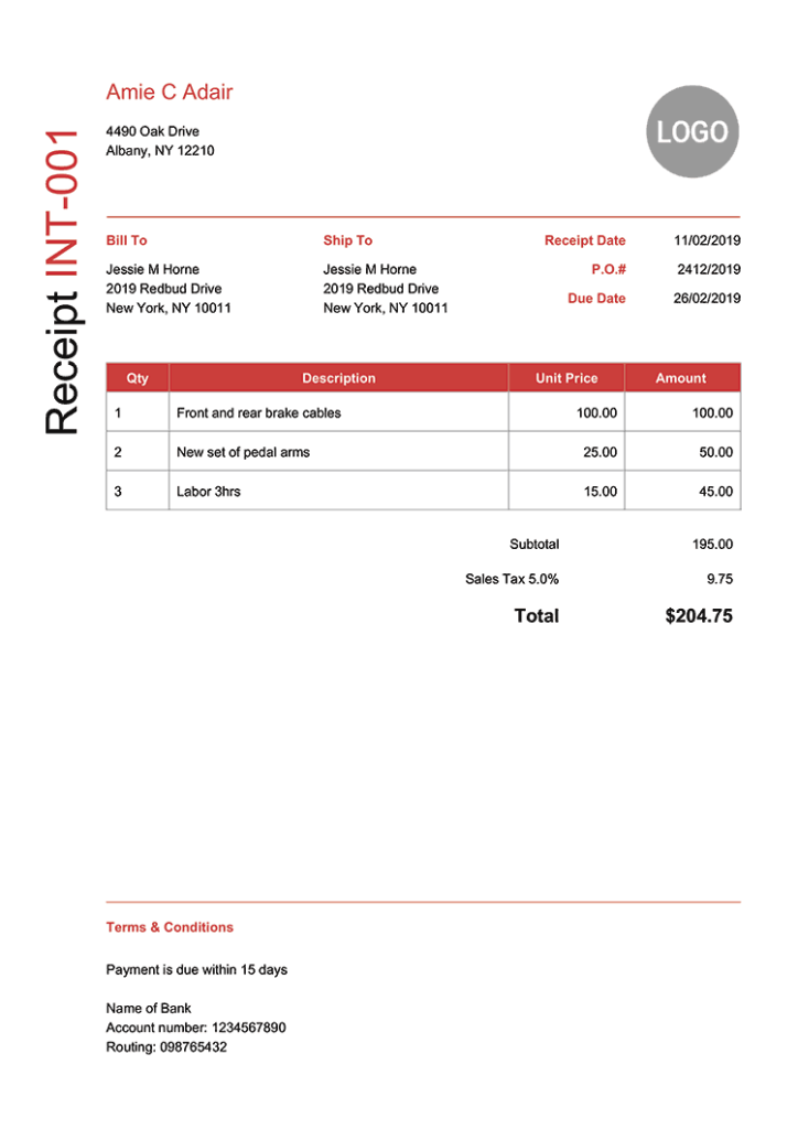 100 - New Receipt