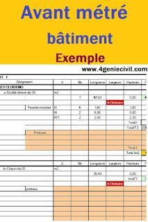 Exemple avant métré batiment pdf